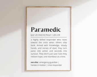 Paramedic Definition Print: EMS Gift, Emergency Responder Decor (Digital Download)