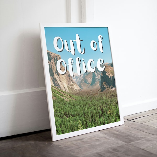 Out Of Office sign printable, Retro Print, vintage poster, retro style photo prints, Retro Photo Prints, nature poster, Trendy Art Print