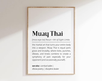 Muay Thai Definition Art Print: Minimalist Fighting Decor (Digital Download)