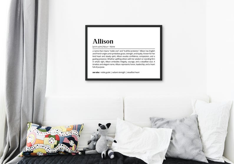 Allison Name Meaning Print | Personalized Gift | Nursery Wall Art ...