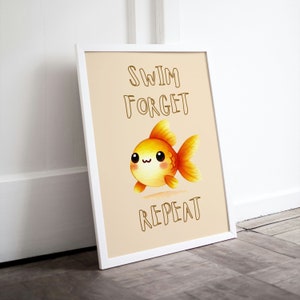 Goldfish Poster, Funny fish Quote, Goldfish Wall Art, Typography as Art, Fish Wall Art, Quirky Animal Prints, Printable Posters, Art Words