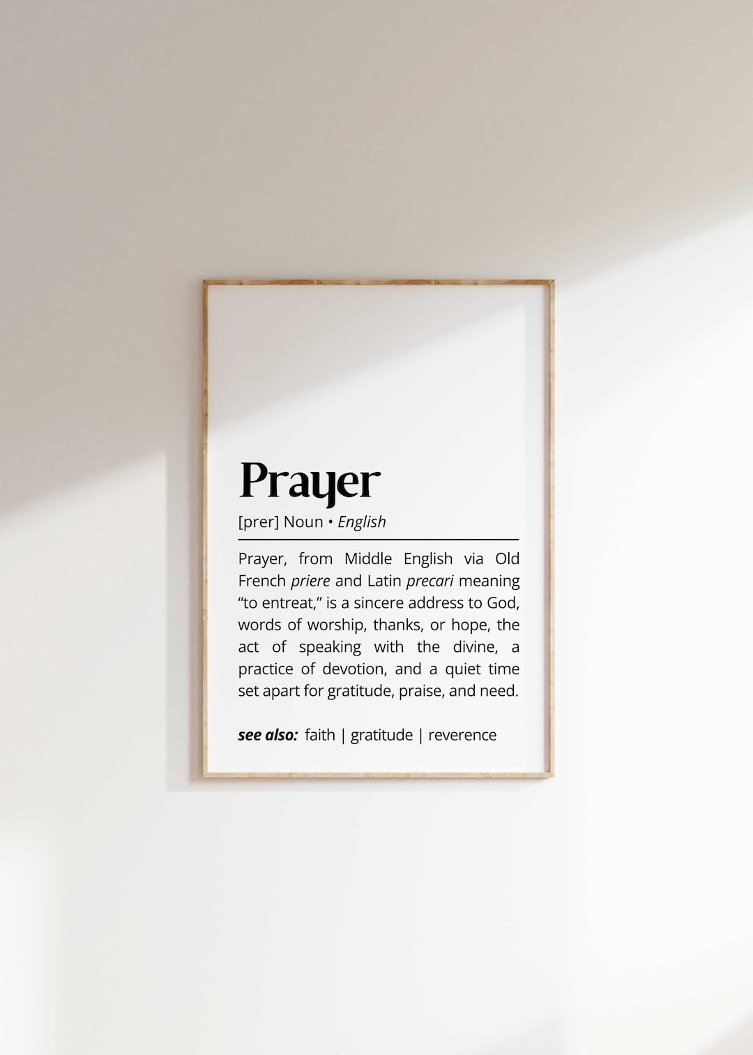 Prayer Definition Wall Art Printable Christian Faith Typography Poster ...