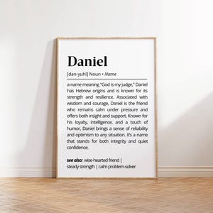 Daniel Name Meaning Art: Personalized Hebrew Definition Print (Digital Download)