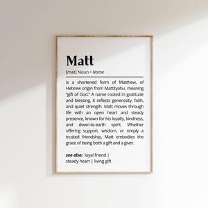 Matt Name Meaning Printable Art: Personalized Definition, Nursery Decor (Digital Download)