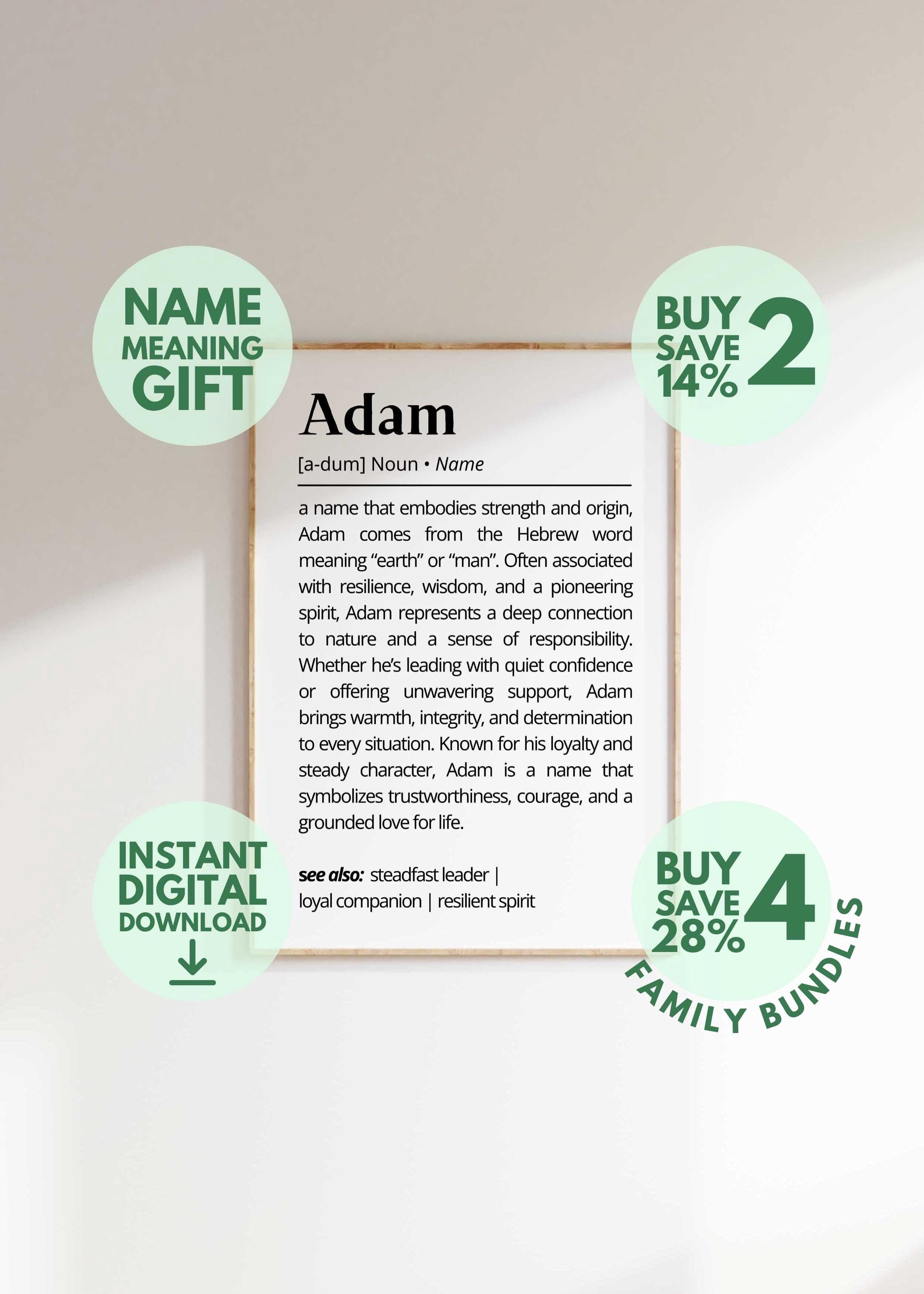 Adam Name Meaning Print | Personalized Gift | Nursery Wall Art