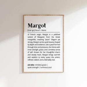 Margot Name Definition Wall Art Personalized Name Meaning Gift for Her Minimalist Typography Poster Baby Shower Printable Nursery Art Decor
