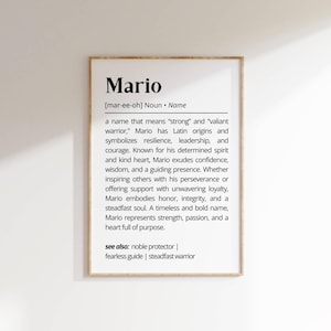 Mario Name Meaning Print: Personalized Typography Wall Art (Digital Download)