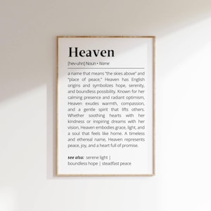 Heaven Name Definition Wall Art Personalized Name Meaning Gift for Her Minimalist Typography Poster Baby Shower Printable Nursery Art Decor