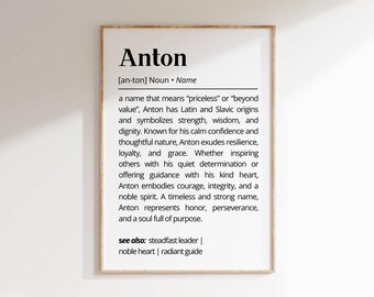 Anton Name Meaning Print | Personalized Gift | Nursery Wall Art | Instant Digital Download