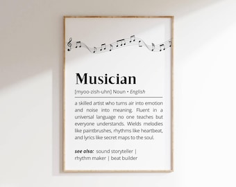 Musician Definition Print: Music Lover Gift, Classroom Decor (Digital Download)