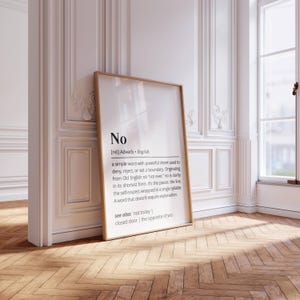 No Definition Printable Wall Art Empowering Typography as Art Poster The Meaning of No Minimalist Boundary Quote Print Fun Home Gift Decor