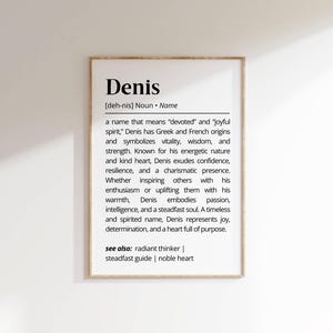 Denis Name Definition Wall Art Personalized Name Meaning Gift Minimalist Typography Poster Baby Shower Printable Baptism Nursery Art Decor