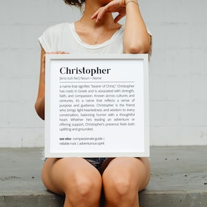 Christopher Name Definition Wall Art Inspirational Name Meaning Poster ...