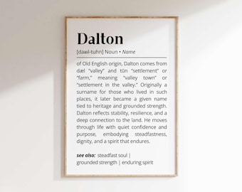 Dalton Name Meaning Print | Personalized Gift | Nursery Wall Art | Instant Digital Download