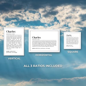 Charles Name Definition Wall Art Modern Name Meaning Print Elegant Name Poster Unique Minimalist Inspirational Name Home Gift Art Decor