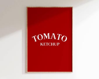 Tomato Ketchup Typography Print: Minimalist Kitchen Wall Art (Digital Download)