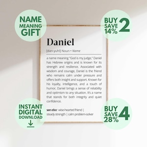 Daniel Name Meaning Print | Personalized Baby Name Sign | Nursery Wall Art Gift for Him | Custom Name Poster (Digital Download)