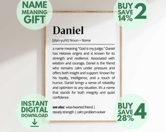 Daniel Name Meaning Print | Personalized Baby Name Sign | Nursery Wall Art Gift for Him | Custom Name Poster (Digital Download)