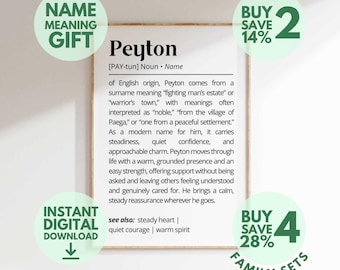 Peyton Name Meaning Print | Personalized Gift | Nursery Wall Art | Instant Digital Download