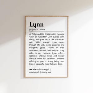 Lynn Name Meaning Print: Personalized Nursery Decor (Digital Download)