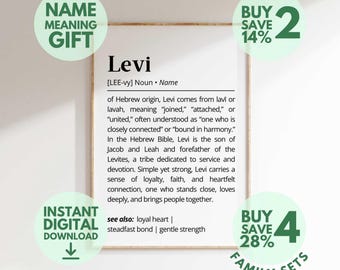 Levi Name Meaning Print | Personalized Gift | Nursery Wall Art | Instant Digital Download