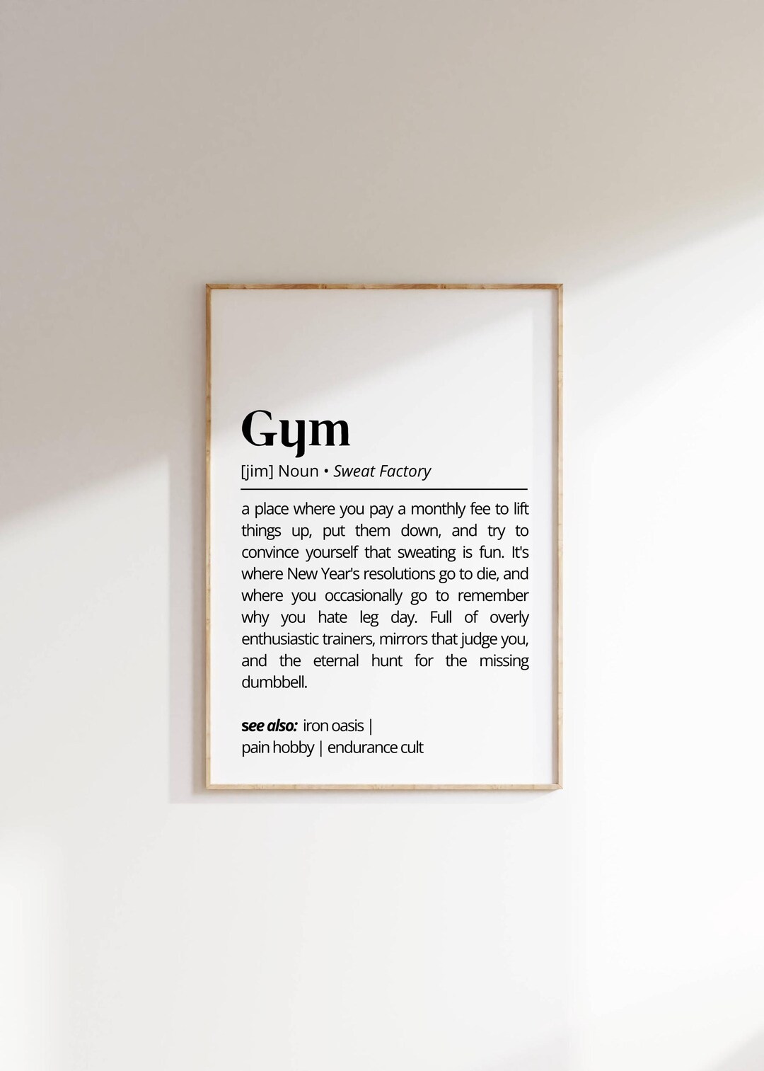 Gym Definition Poster: Funny Fitness Motivation Art (digital Download ...