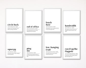 Funny Office Definition Prints Set: Work From Home Wall Art (Digital Download)