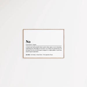 No Definition Printable Wall Art Empowering Typography as Art Poster The Meaning of No Minimalist Boundary Quote Print Fun Home Gift Decor