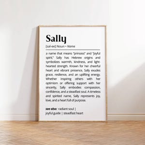 Sally Name Meaning Print: Personalized Typography, Nursery Decor (Digital Download)