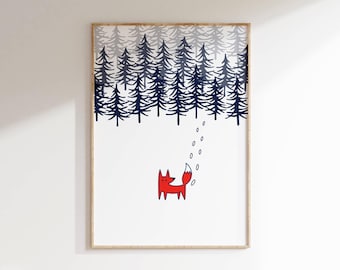 Scandinavian Fox Print: Nordic Nursery Wall Art (Digital Download)