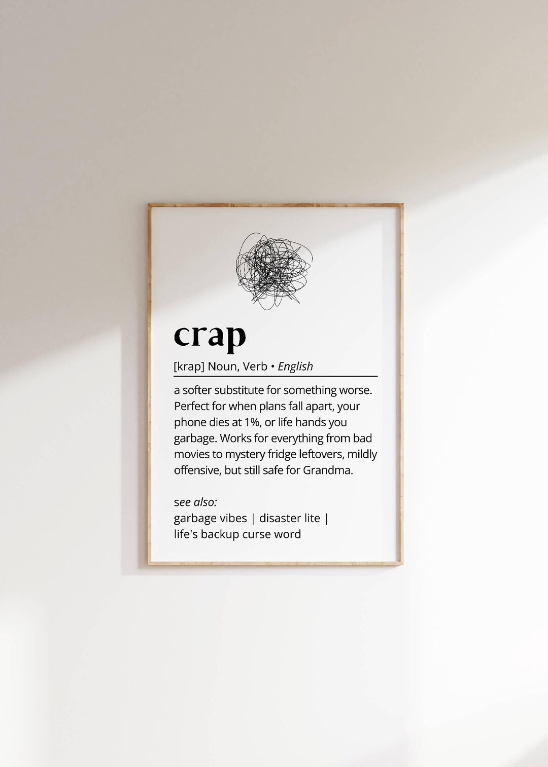 Funny 'crap' Definition Art Print: Sarcastic Home Decor (digital ...