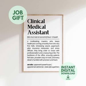 Clinical Medical Assistant Definition Printable Minimalist Office Wall Art for Clinic & Front Desk (Digital Download)