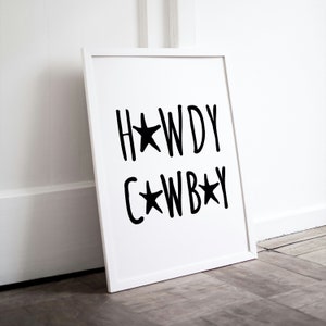 Howdy Poster, Howdy Cowboy, Western Wall Decor, Typography as Art, Howdy Print, Western Wall Art, Quote Wall Art, Digital Download Posters
