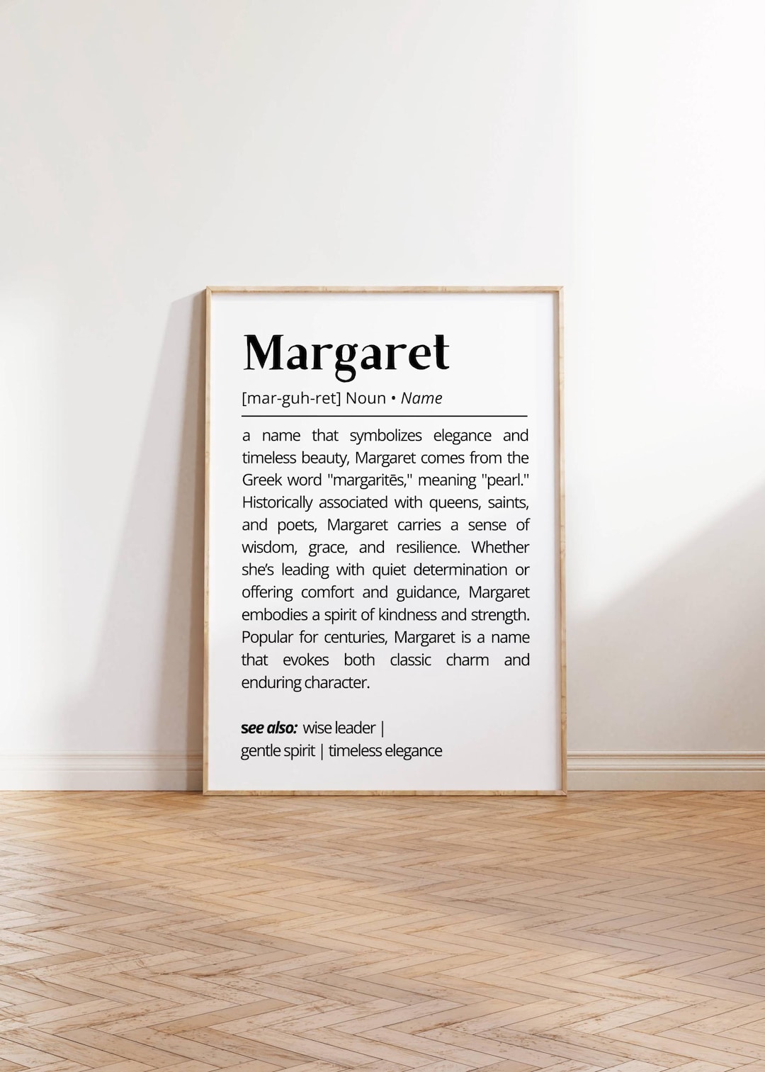 Margaret Name Definition Wall Art Print Elegant Personalized Gift for ...