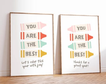 Teacher Appreciation Crayon Art Print: Colorful Classroom Decor (Digital Download
