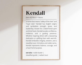 Kendall Name Meaning Print | Personalized Gift | Nursery Wall Art | Instant Digital Download