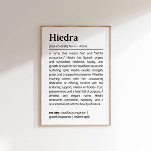 Hiedra Name Meaning Print: Minimalist Typography, Spanish Decor (Digital Download)