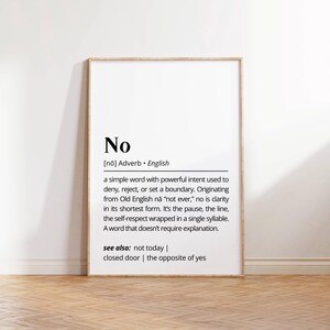 No Definition Printable Wall Art Empowering Typography as Art Poster The Meaning of No Minimalist Boundary Quote Print Fun Home Gift Decor