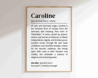 Caroline Name Meaning Print | Personalized Gift | Nursery Wall Art 
