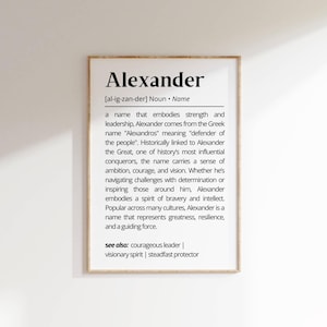 Alexander Name Meaning Printable: Minimalist Nursery Decor (Digital Download)