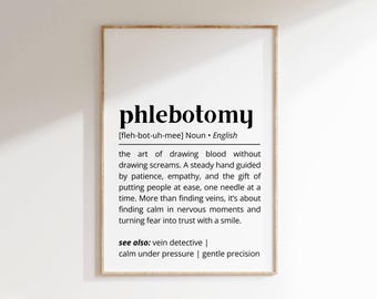 Phlebotomy Definition Print: Minimalist Medical Office Decor (Digital Download)