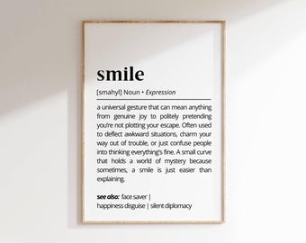 Smile Definition Print: Minimalist Typography Poster (Digital Download)