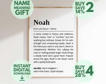 Noah Name Meaning Print | Personalized Baby Name Sign | Nursery Wall Art Gift for Him | Custom Name Poster (Digital Download)