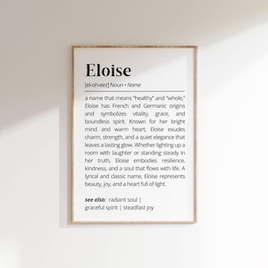Eloise Name Definition Wall Art Personalized Name Meaning Gift for Her Minimalist Typography Poster Baby Shower Printable Nursery Art Decor
