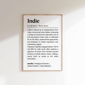 Indie Music Definition Wall Art Printable Artistic Music Genre Decor Alternative Rock Typography Eclectic Music Lover Gift Musician Poster