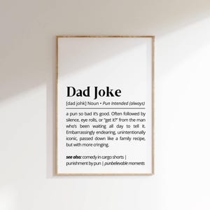 Dad Joke Definition Wall Art Funny Printable Poster Gift for Him Dad Humor Present for Husbands or Fathers Day Quirky Typography Art Decor