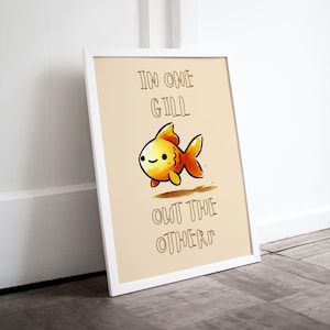 Goldfish Poster, Funny fish Quote, Goldfish Wall Art, Typography as Art, Fish Wall Art, Quirky Animal Prints, Printable Posters, Art Words