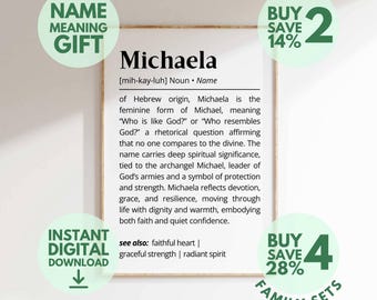 Michaela Name Meaning Print | Personalized Gift | Nursery Wall Art | Instant Digital Download