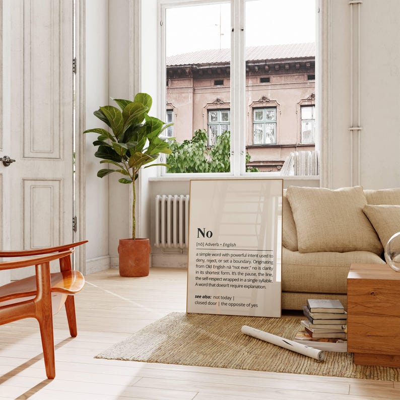 No Definition Printable Wall Art Empowering Typography as Art Poster The Meaning of No Minimalist Boundary Quote Print Fun Home Gift Decor