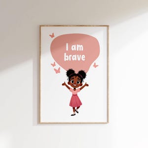 Black Girl Affirmation Wall Decor Gift for Girls Room Inspirational Quote African American WallArt Motivational Saying Kids Printable Poster
